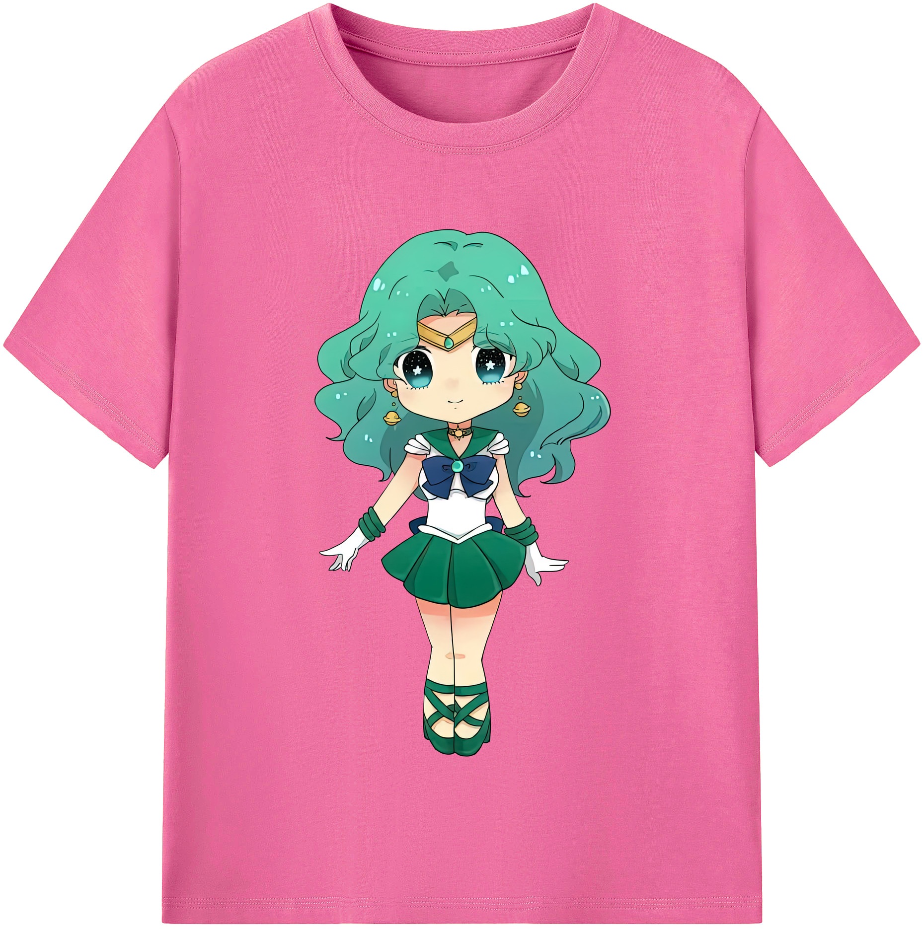 （画像用） 美少女戦士セーラームーン 海王 みちる（かいおう みちる） Sailor Moon Kaiou Michiru レディースカジュアルプリントTシャツ（綿100％）